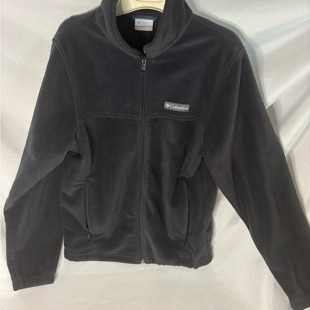 Columbia Black zip up fleece Jacket with Stand-Up Collar size small